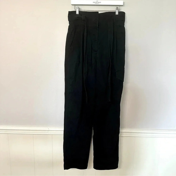 Wilfred Free Aritizia Black High Rise Paper Bag Pants with Tie Size 10 - Picture 9 of 11